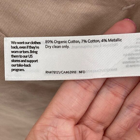 Eileen Fisher Bramble Boxy Crinkle Organic Cotton Steel Blazer Jacket Large Tan - Picture 15 of 15